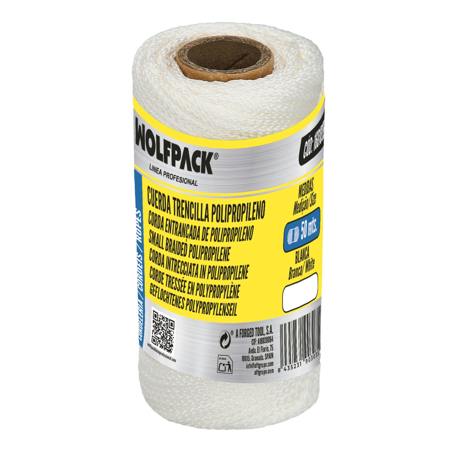 Cuerda Trencilla Polipropileno Blanco (Bobina 50 Metros)