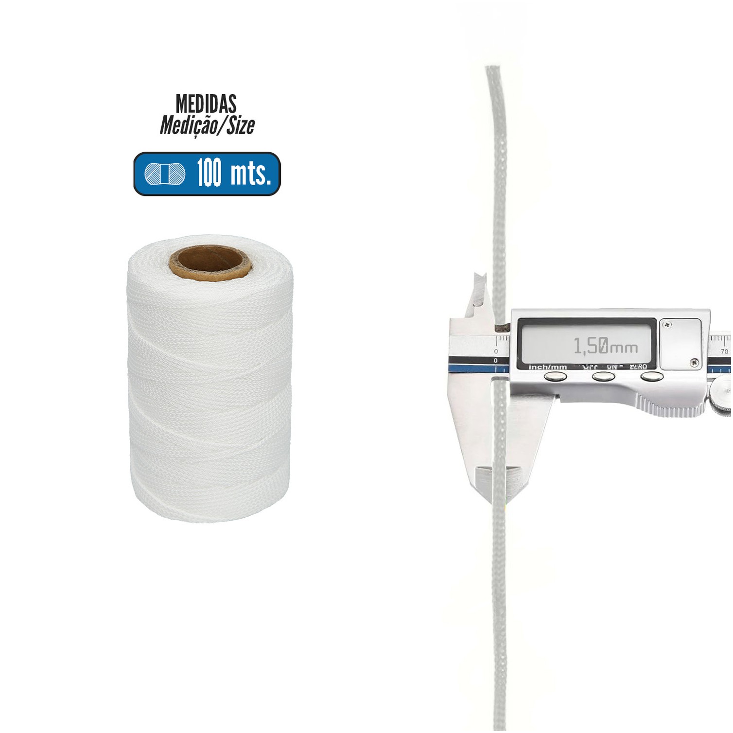 Cuerda Trencilla Polipropileno Blanco (Bobina 100 Metros)