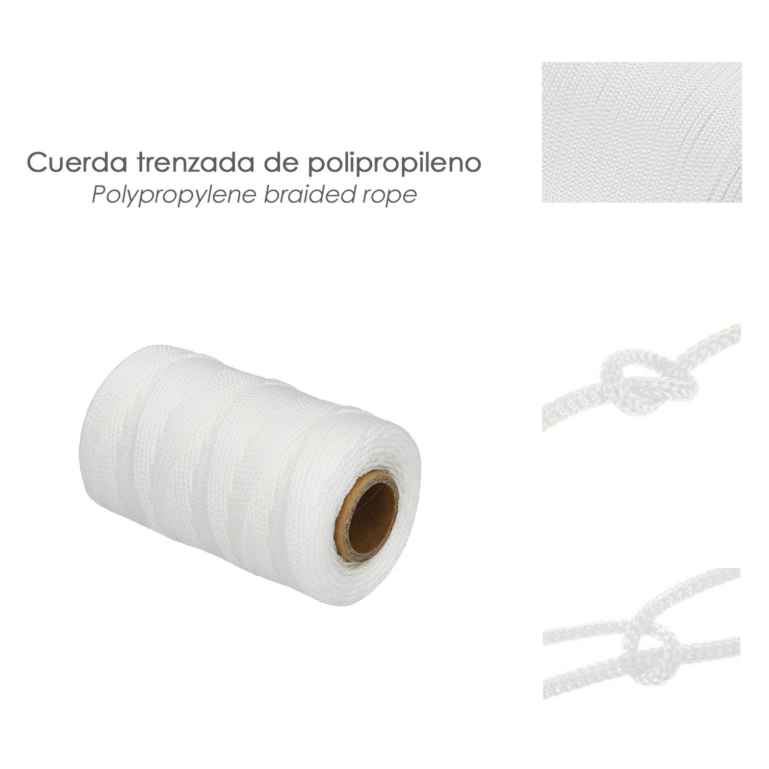 Cuerda Trencilla Polipropileno Blanco (Bobina 100 Metros)