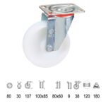 Rueda Industrial Nylon Placa 80 mm. [+4 variaciones de diametro mm Disponibles]