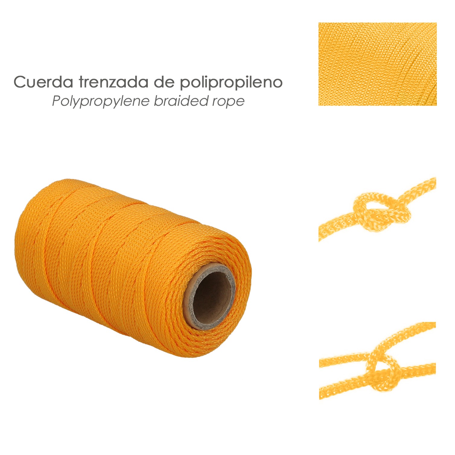 Cuerda Trencilla Polipropileno Amarillo (Bobina 100 Metros)