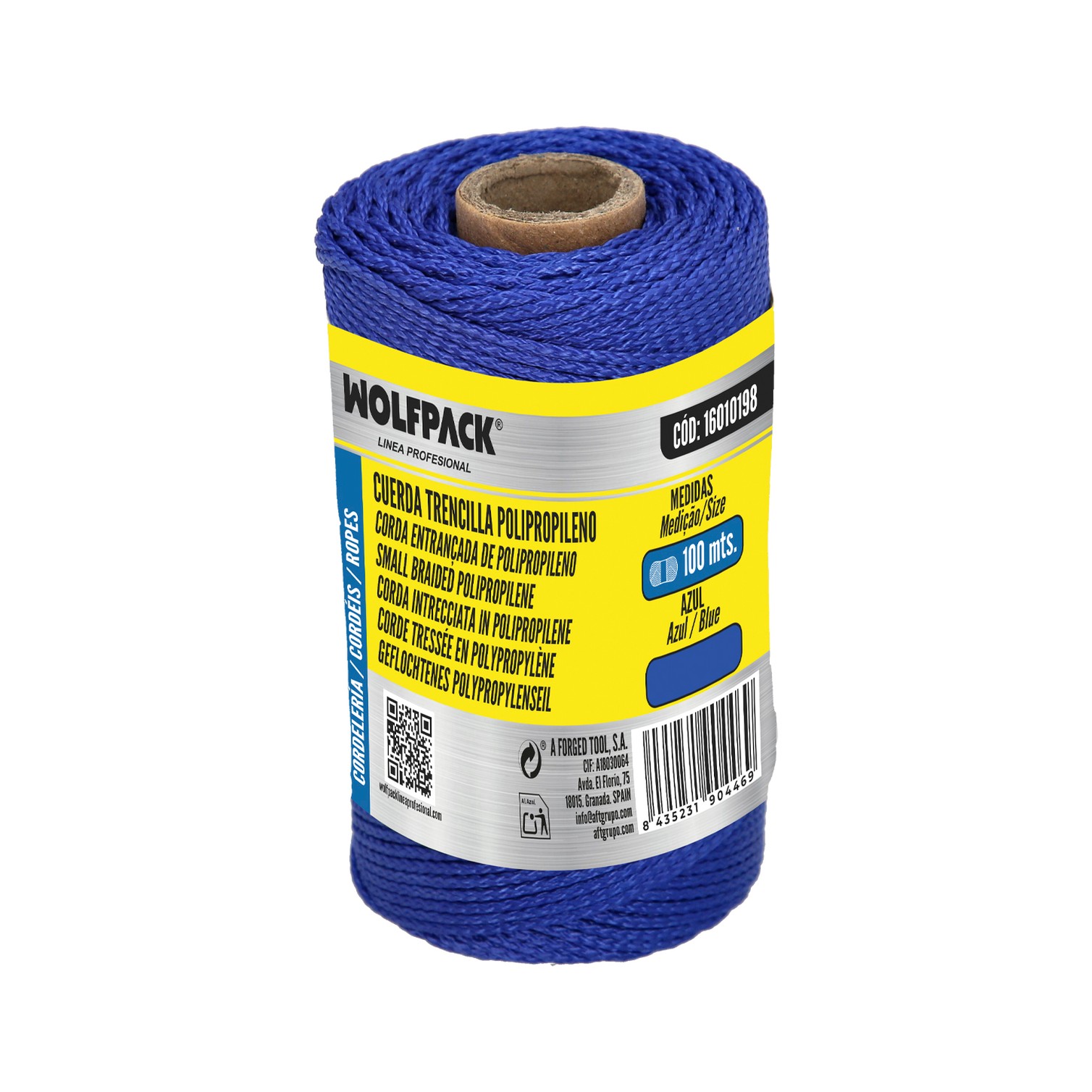 Cuerda Trencilla Polipropileno Azul (Bobina 100 Metros)