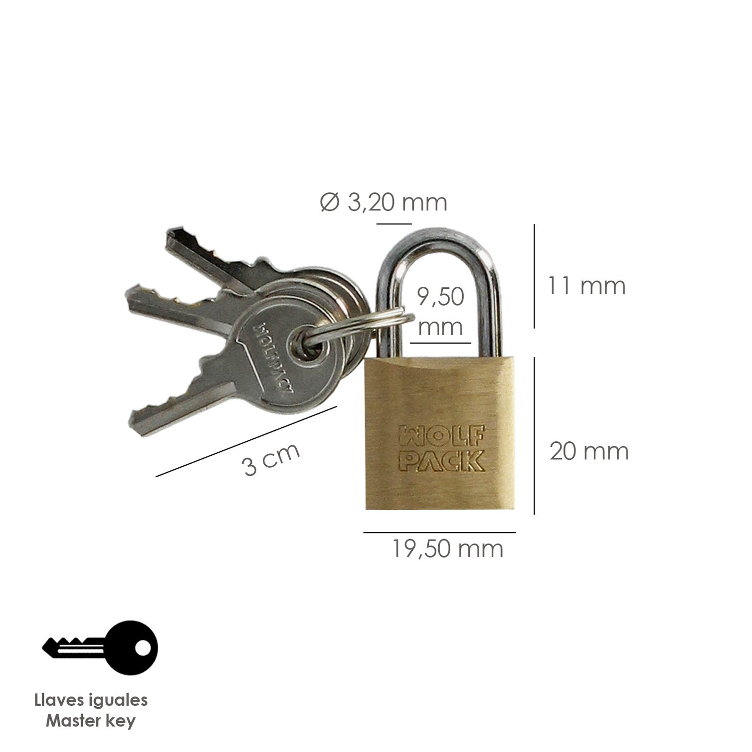 Candado Laton Arco Normal 20 mm.