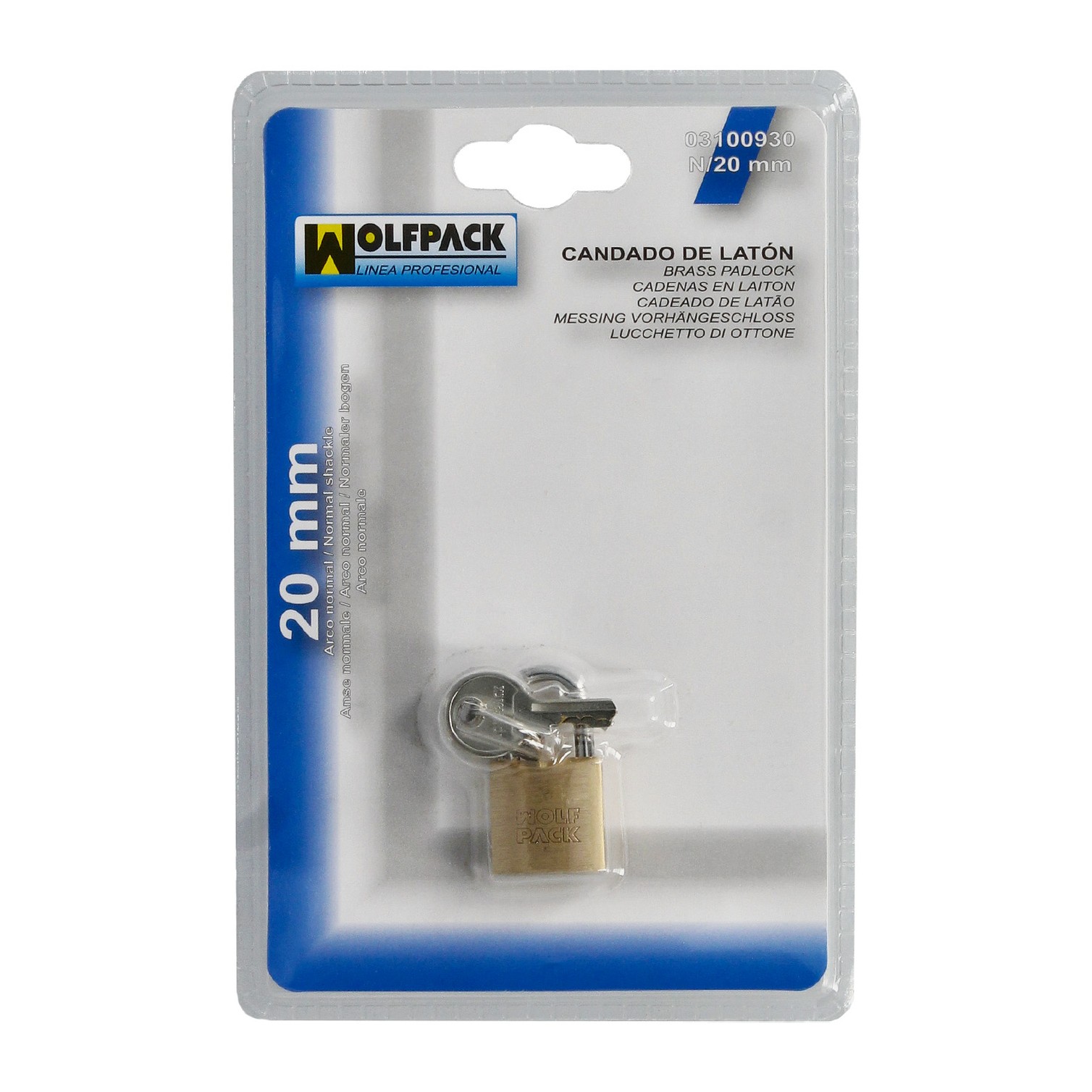 Candado Laton Arco Normal 20 mm.