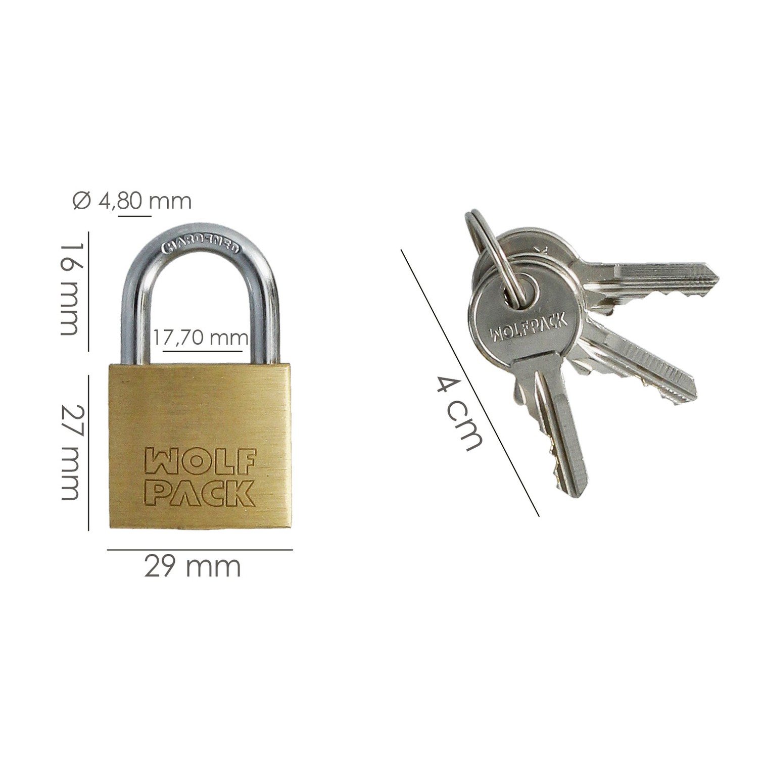 Candado Laton Arco Normal Llaves Iguales 30 mm. Nº1