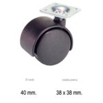 Rueda Domestica Nylon Negro Placa 40 mm.