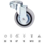 Rueda Goma Gris Pasante 50 mm. [+2 variaciones de Medida Disponibles]