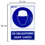 Cartel Obligatorio Usar Casco 21x 30 (Alt.) cm.