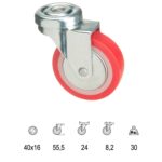 Rueda Poliuretano Pasante 40 mm. [+2 variaciones de diametro mm Disponibles]