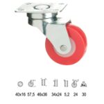 Rueda Poliuretano Placa 40 mm. [+2 variaciones de diametro mm Disponibles]