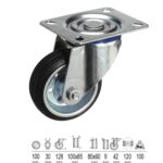 Rueda Industrial Goma Negra Placa 100 mm.