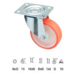 Rueda Industrial Poliuretano Placa 80 mm. [+3 variaciones de diametro mm Disponibles]