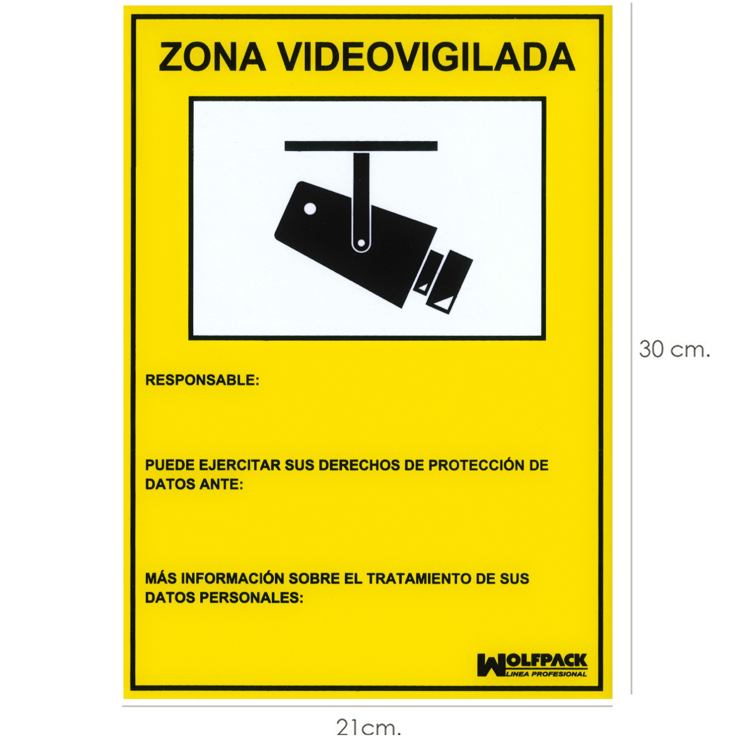 Cartel Zona Videovigilada 21 x 30 (Alt) cm.
