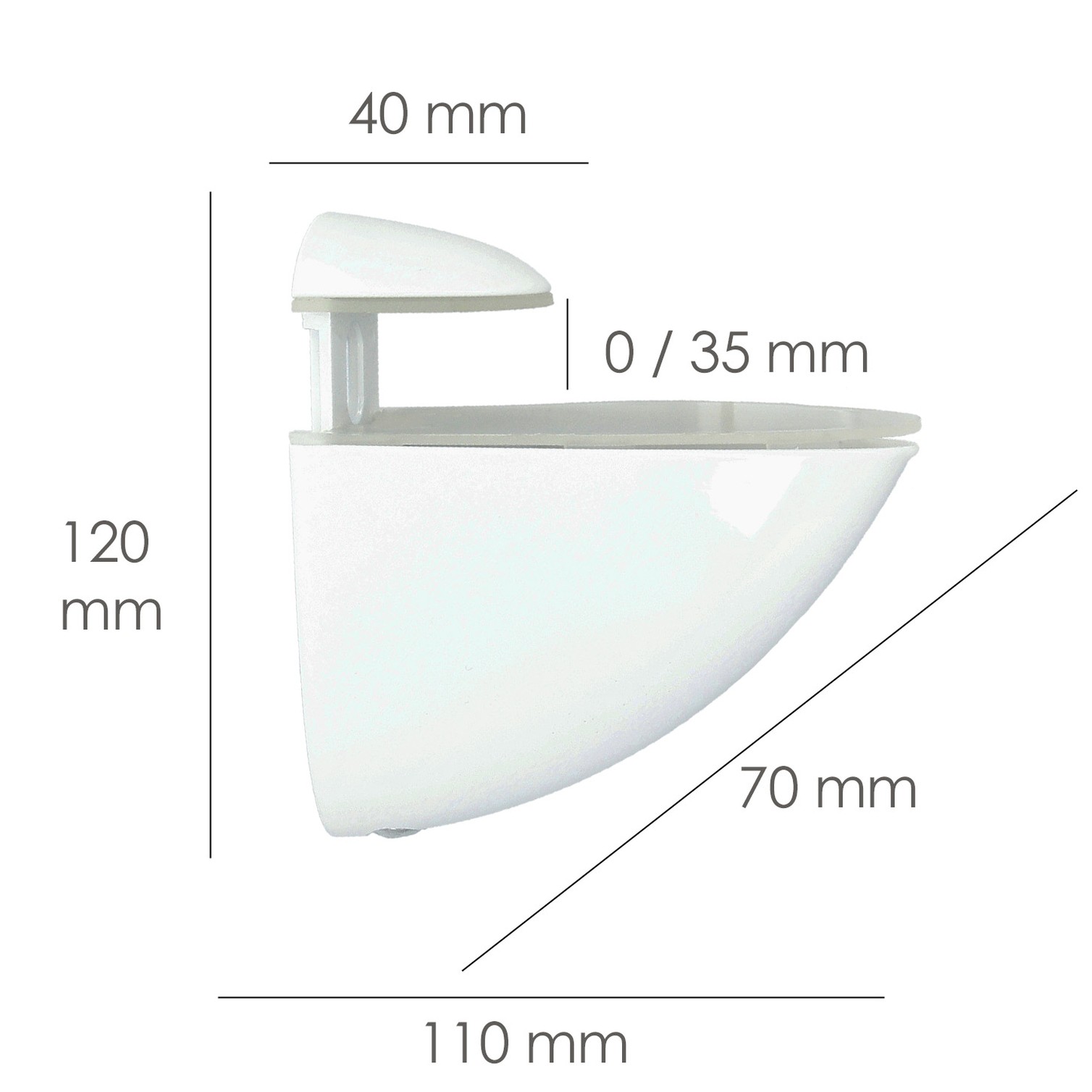 Soporte Pelicano Regulable Para Estante 1 / 35 mm. Blanco (1 Pieza)