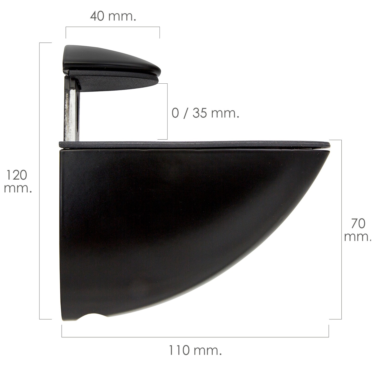 Soporte Pelicano Regulable Para Estante 1 / 35 mm. Negro (1 Pieza)