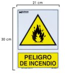Cartel Peligro De Incendio 21x 30 (Alt.) cm.