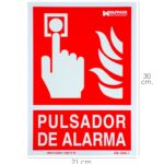Cartel / Señal Fluorescente Pulsador Alarma 21x 30 (Alt.) cm.
