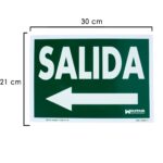 Cartel / Señal Fluorescente Salida A Izquierda 30 x 21 (Alt.) cm.