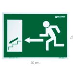 Cartel / Señal Fluorescente Salida Escalera Izquierda Abajo 30 x 21 (Alt.) cm.