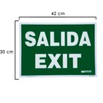 Cartel / Señal Fluorescente Salida Exit 42 x 30 (Alt.) cm.