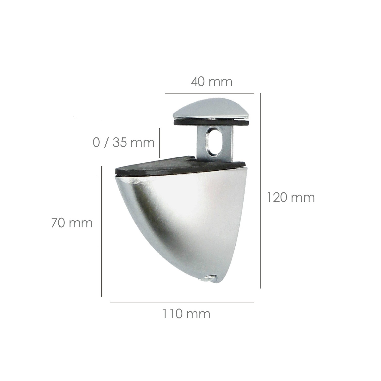 Soporte Pelicano Regulable Para Estante 1 / 20 mm. Cromo Mate (1 Pieza)