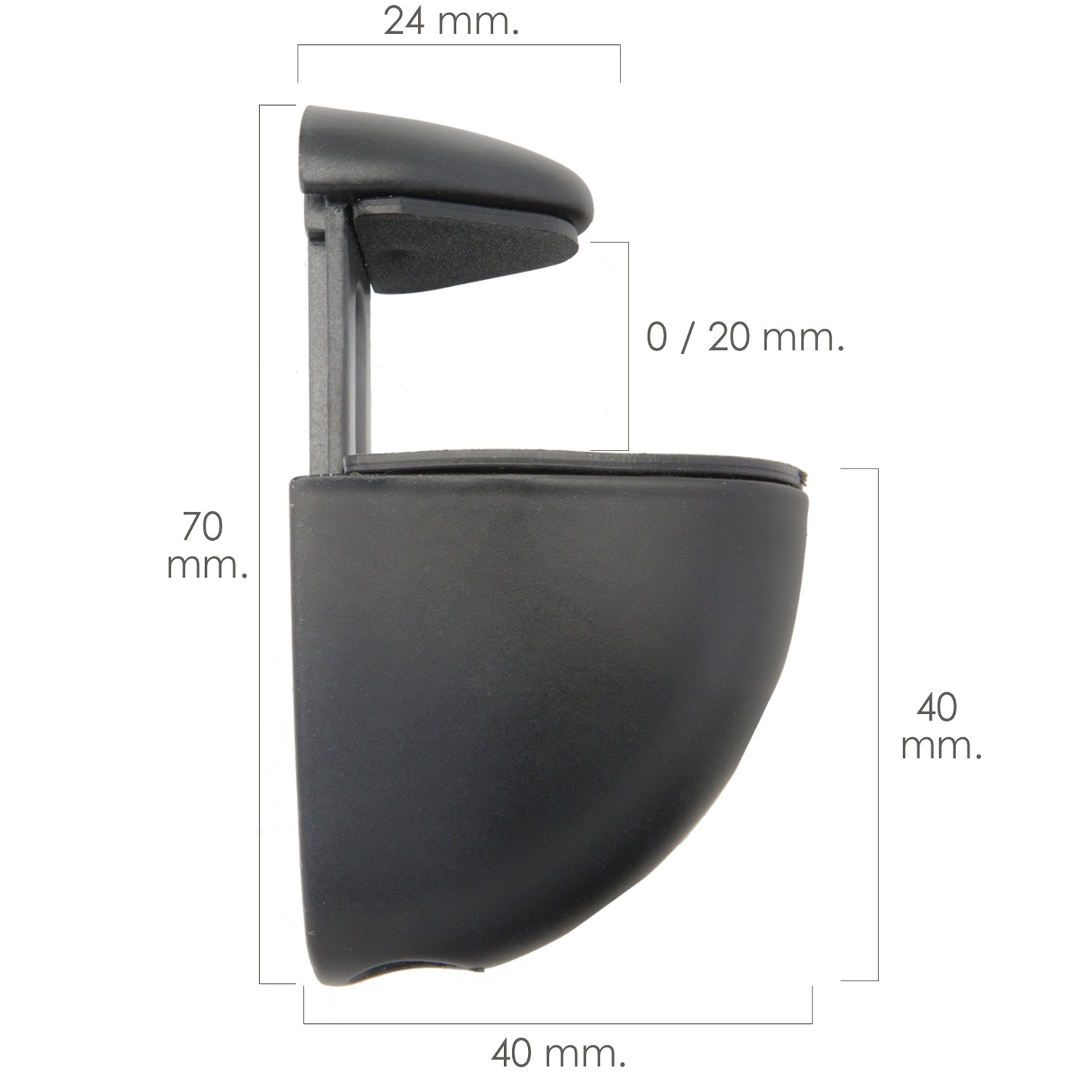 Soporte Pelicano Regulable Para Estante 1 / 20 mm. Negro (1 Pieza)