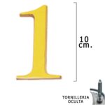 Numero Latón "1" 10 cm. con Tornilleria Oculta (Blister 1 Pieza)