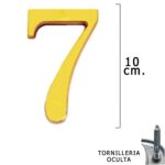Numero Latón "7" 10 cm. con Tornilleria Oculta (Blister 1 Pieza)