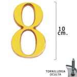 Numero Latón "8" 10 cm. con Tornilleria Oculta (Blister 1 Pieza)