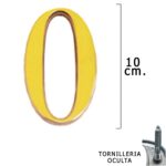 Numero Latón "0" 10 cm. con Tornilleria Oculta (Blister 1 Pieza)