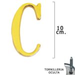 Letra Latón "C" 10 cm. con Tornilleria Oculta (Blister 1 Pieza)