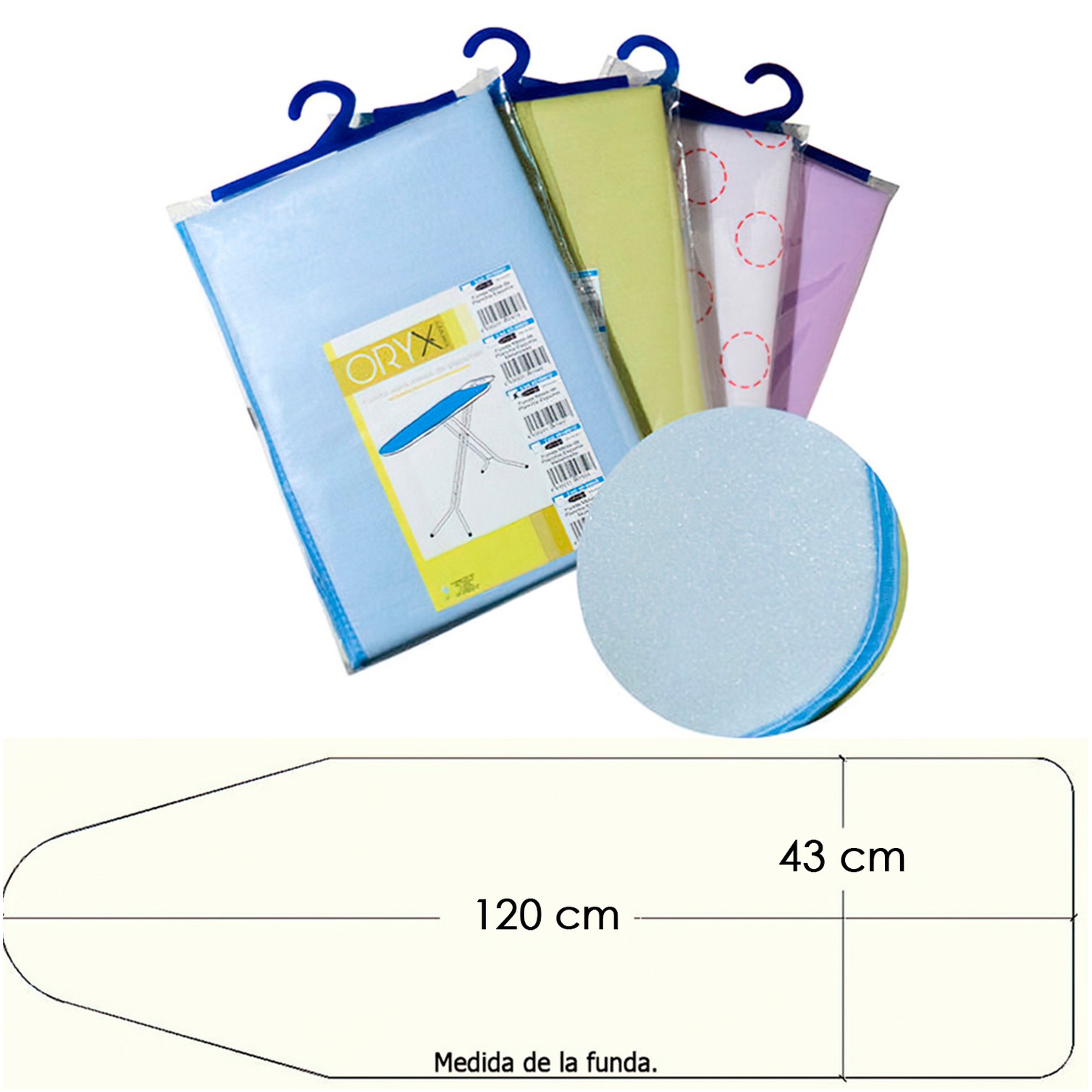 Funda Mesa Plancha Espuma 120x43 cm.