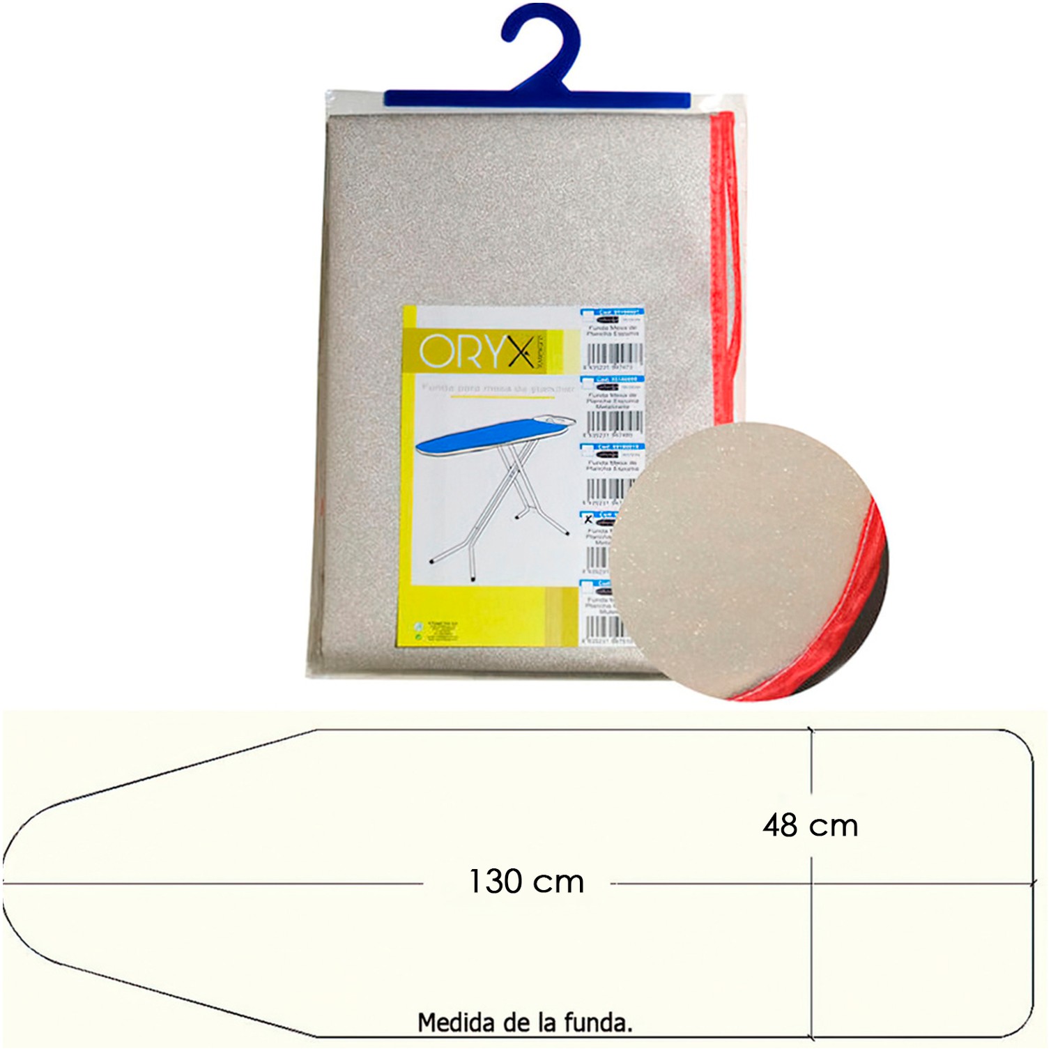 Funda Mesa Plancha Espuma Metalizada 130x48 cm.
