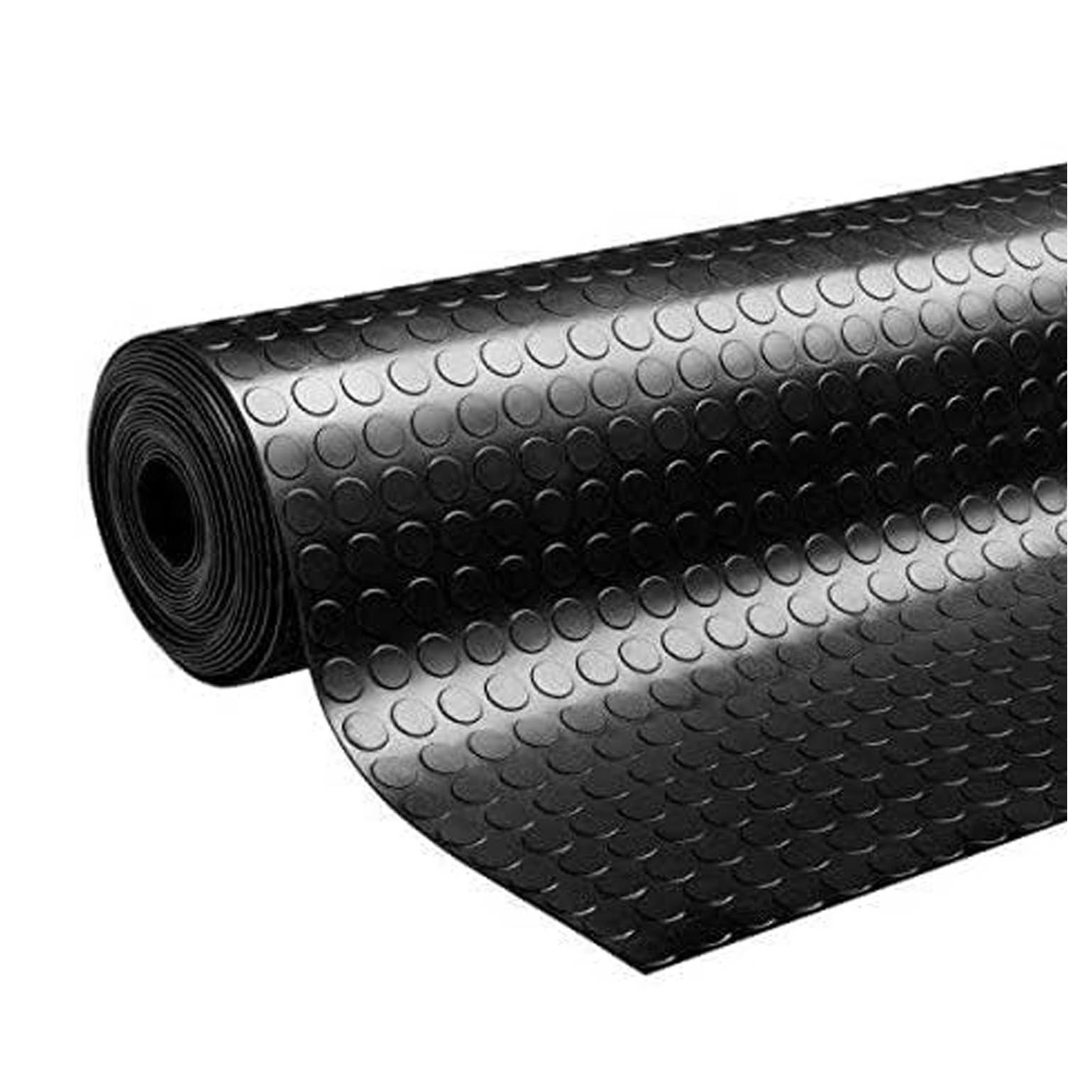 Suelo Goma Circulos 1,20x10 Metros 3 mm. de Grosor Color Negro. Uso Domestico
