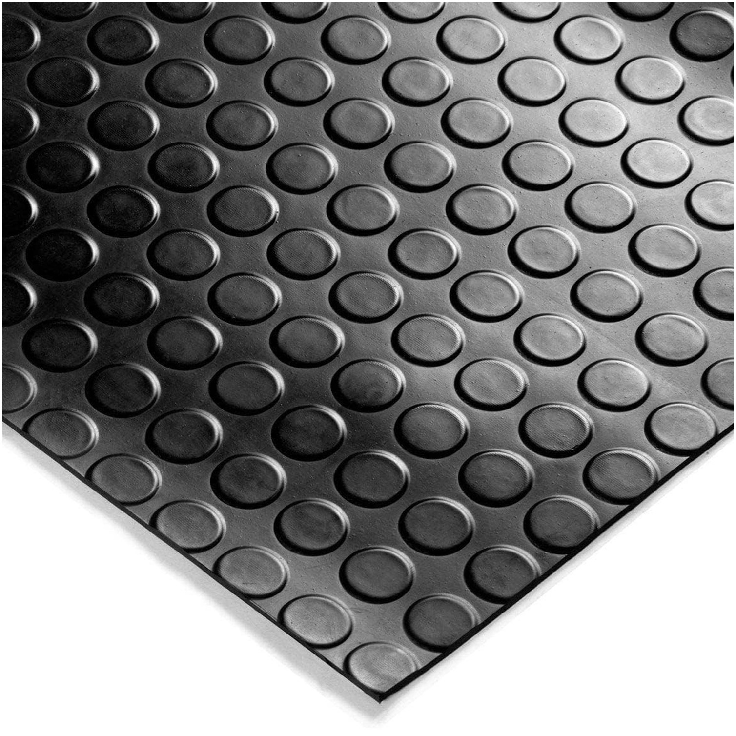 Suelo Goma Circulos 1,20x10 Metros 3 mm. de Grosor Color Negro. Uso Domestico
