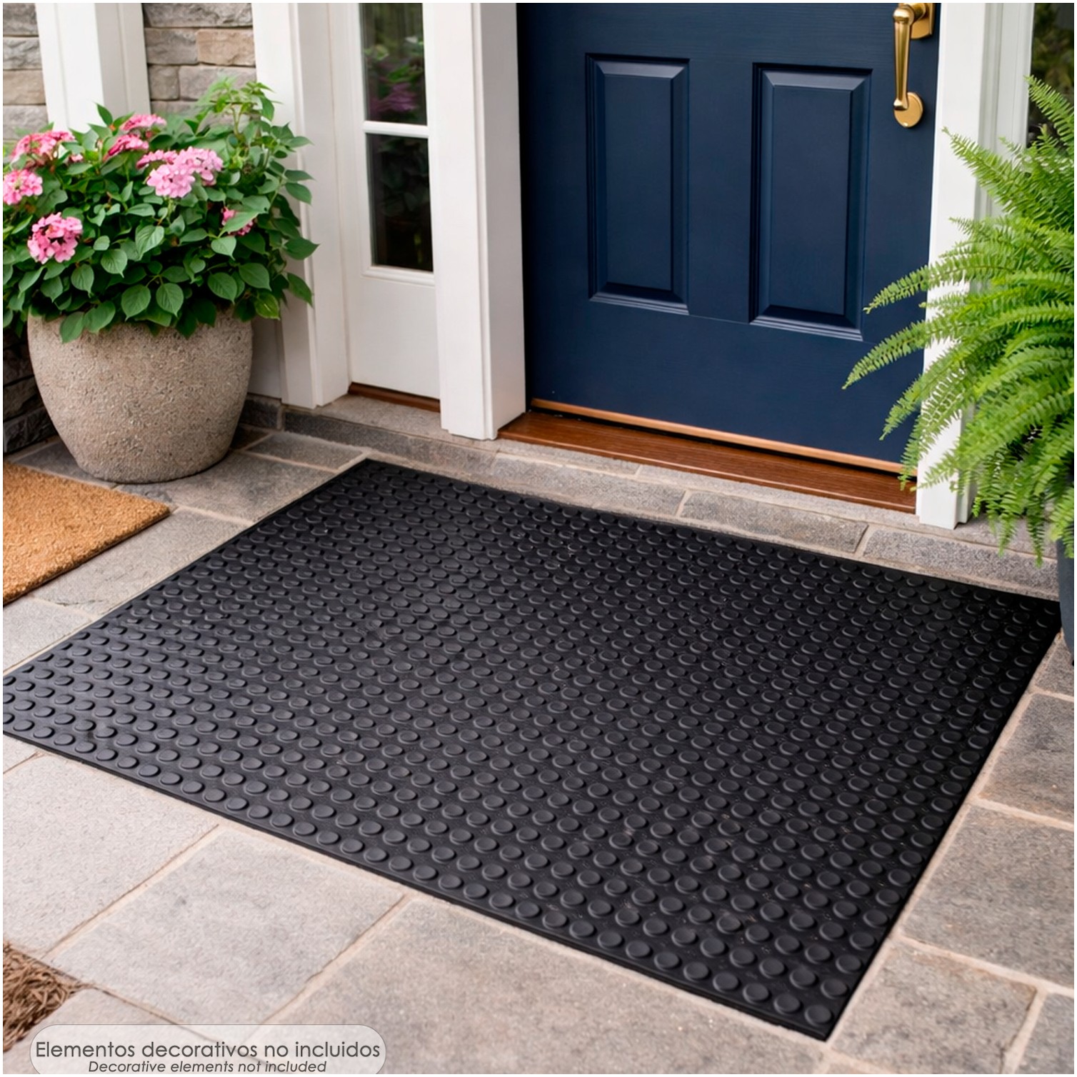 Suelo Goma Circulos 1,20x10 Metros 3 mm. de Grosor Color Negro. Uso Domestico