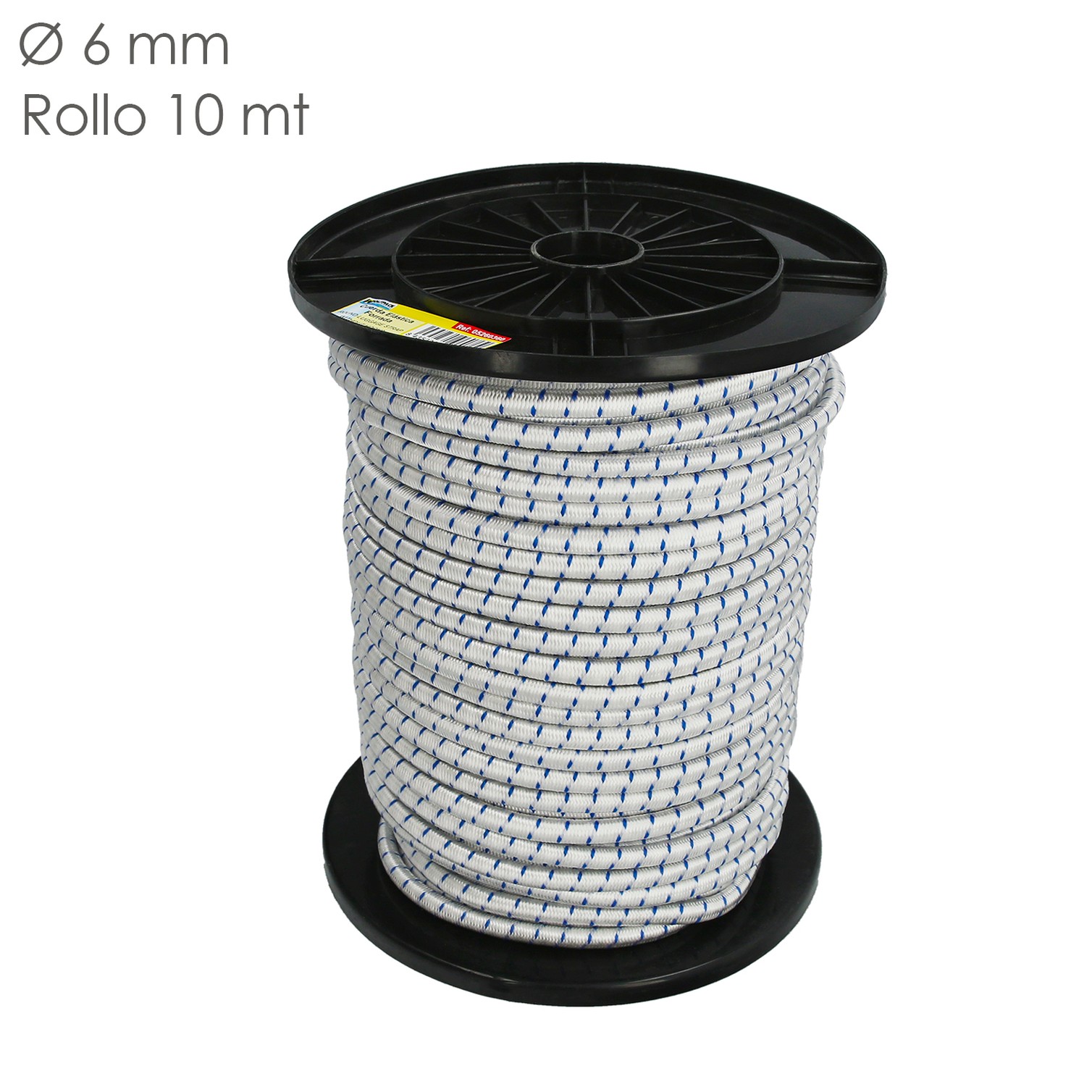 Cuerda Elástica Forrada 6 mm. Rollo de 100 metros