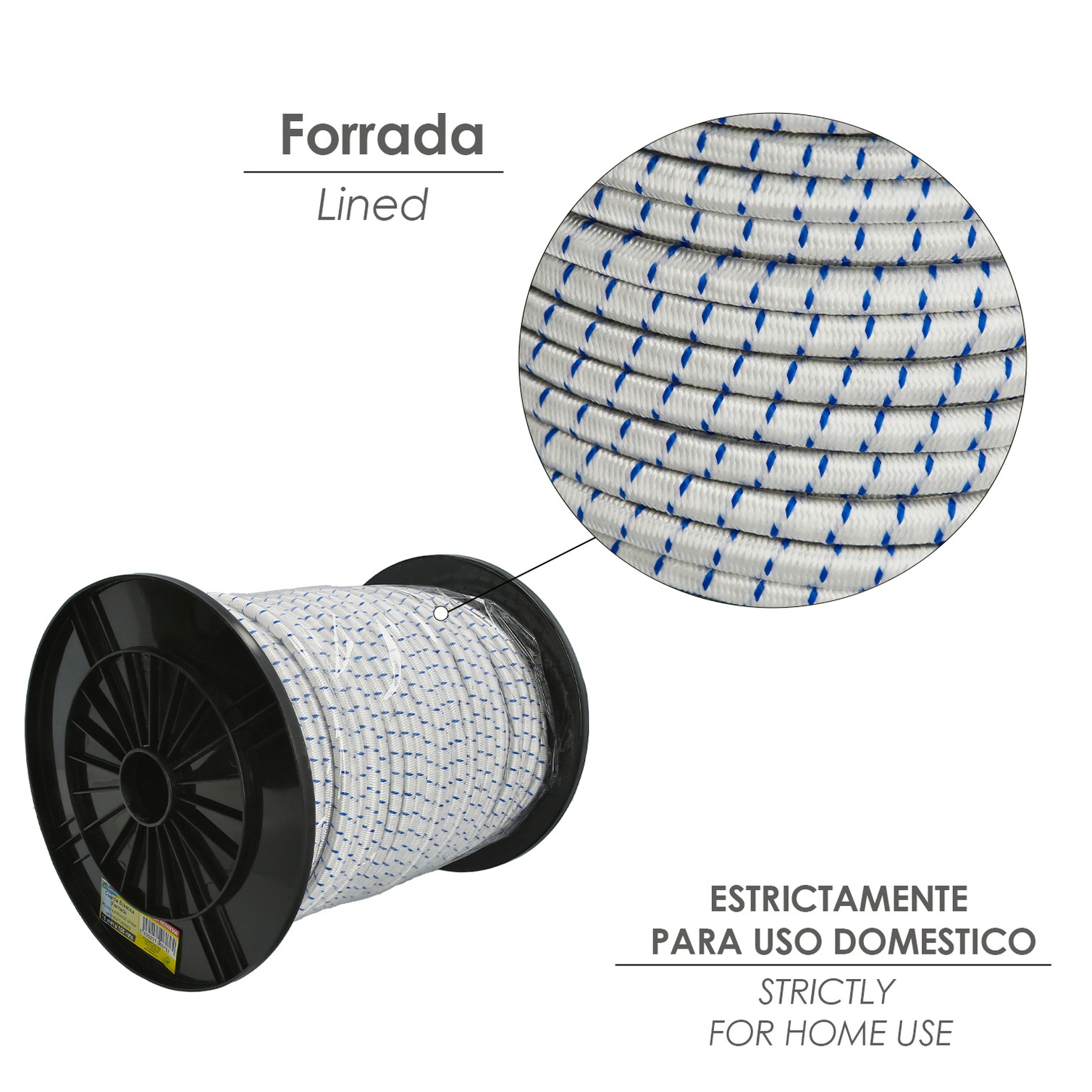 Cuerda Elástica Forrada 6 mm. Rollo de 100 metros