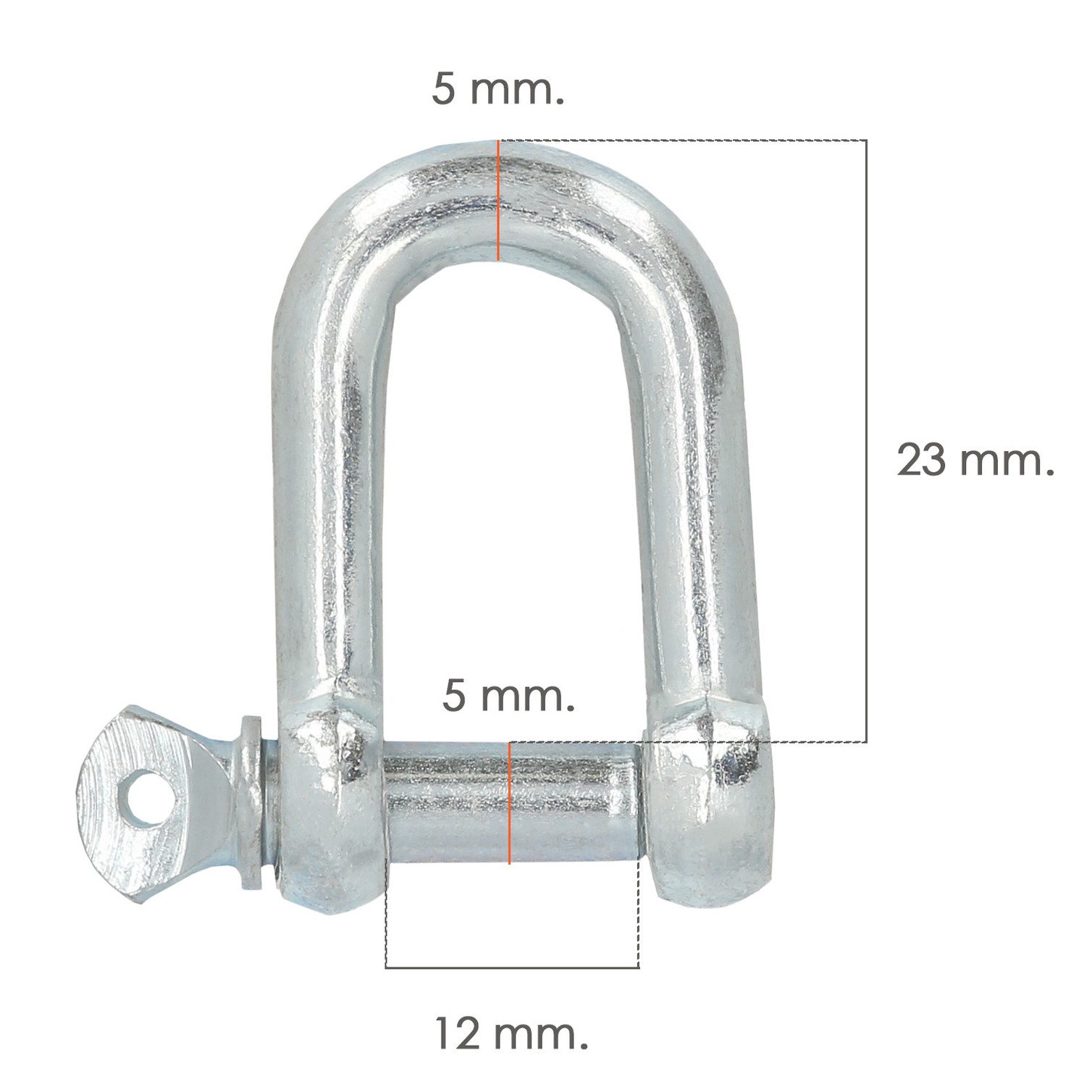 Grillete Recto Galvanizado 5 mm. 3/16" Uso Domestico