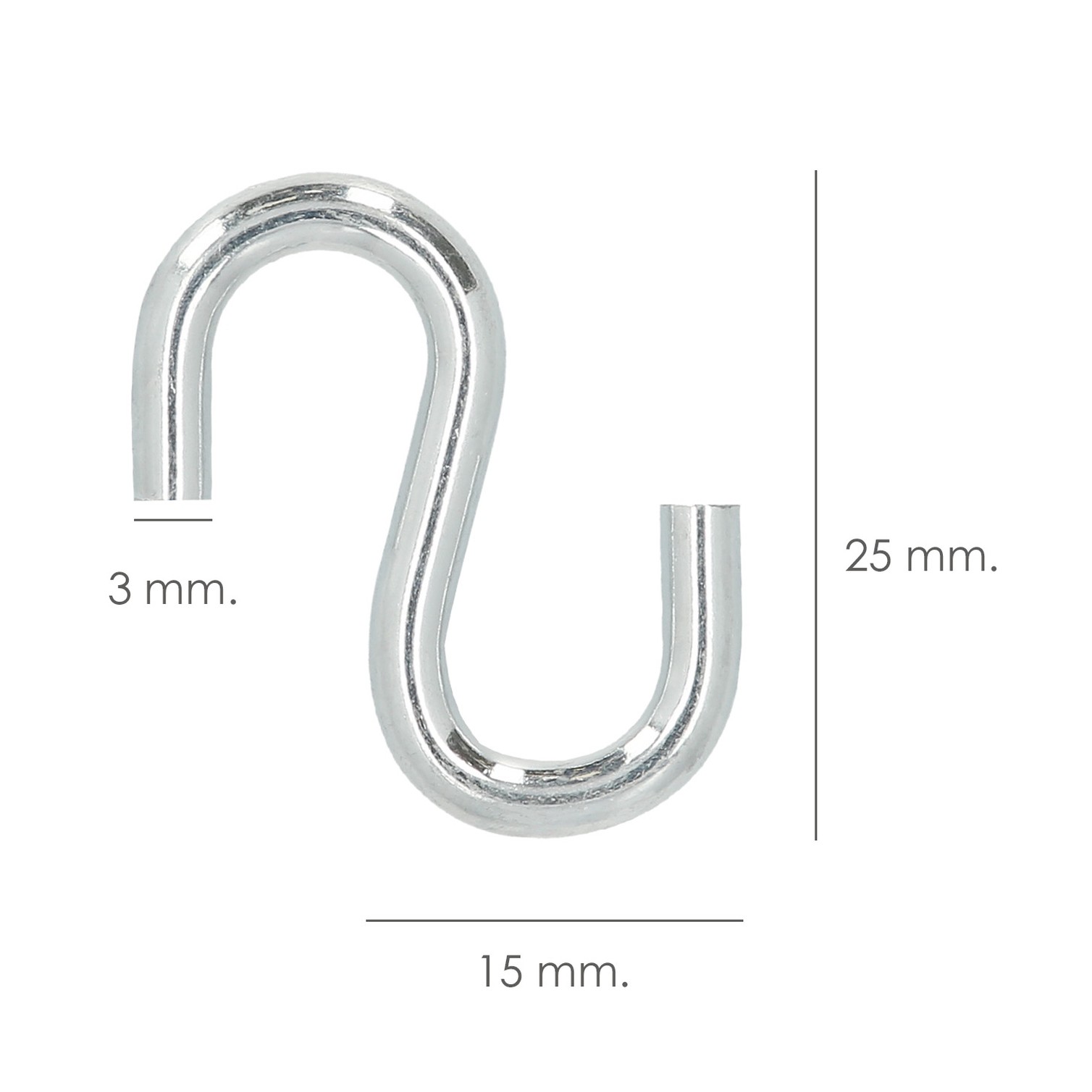 Gancho "S" Hierro Zincado 25 mm. "Uso Doméstico"