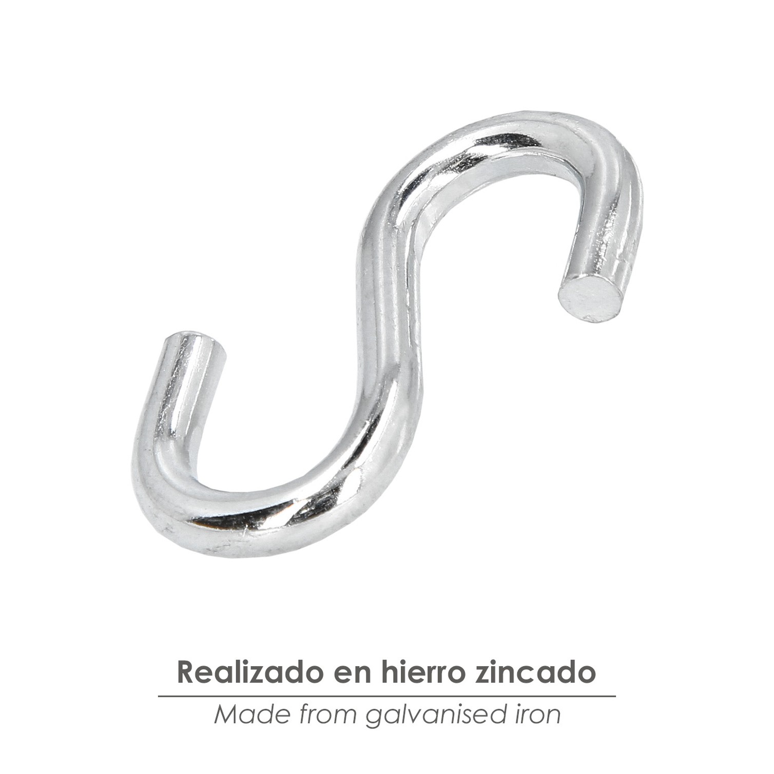 Gancho "S" Hierro Zincado 80 mm. "Uso Doméstico"