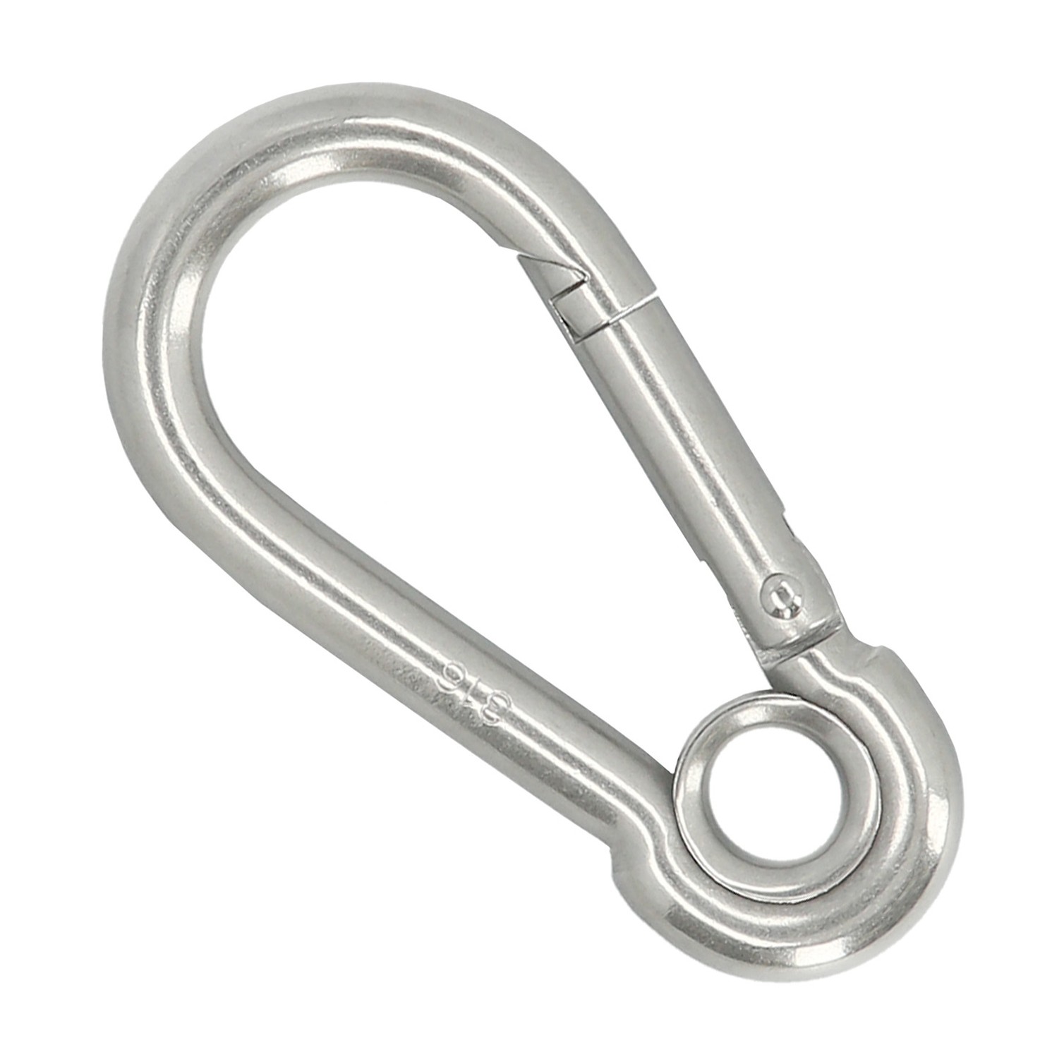 Mosqueton Bombero Inoxidable Con Ojo 60 mm. Uso domestico