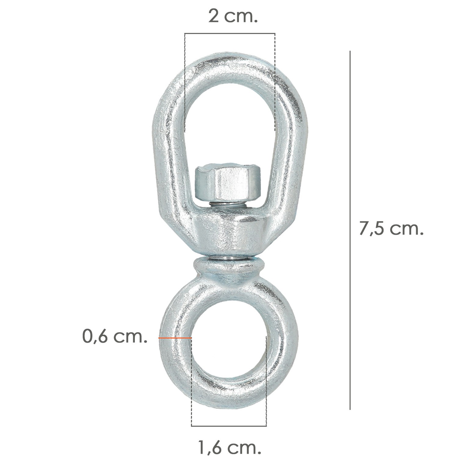 Grillete Giratorio Simple Acero 6mm