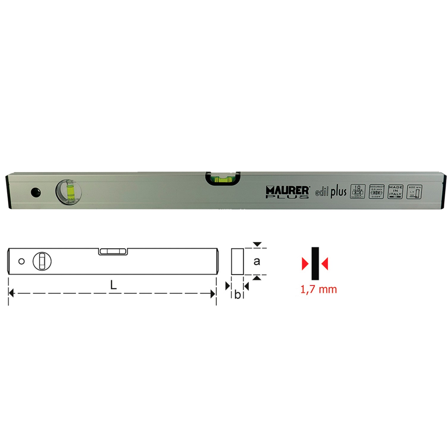 Nivel Maurer "Edilplus" Tubular 40 cm.