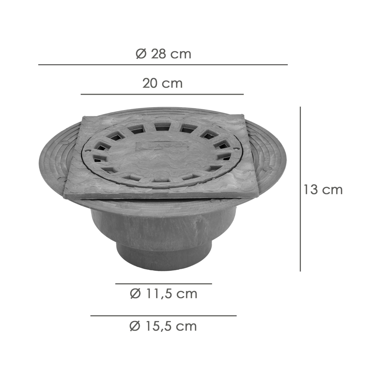 Caldereta Sifonica Pvc 200x200 mm. / Salida Ø 90-110 mm.