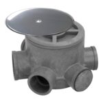 Bote Sifónico PVC Tuberias Ø 110 mm. Salidas Ø 50 y 40 mm. Altura 105 mm.