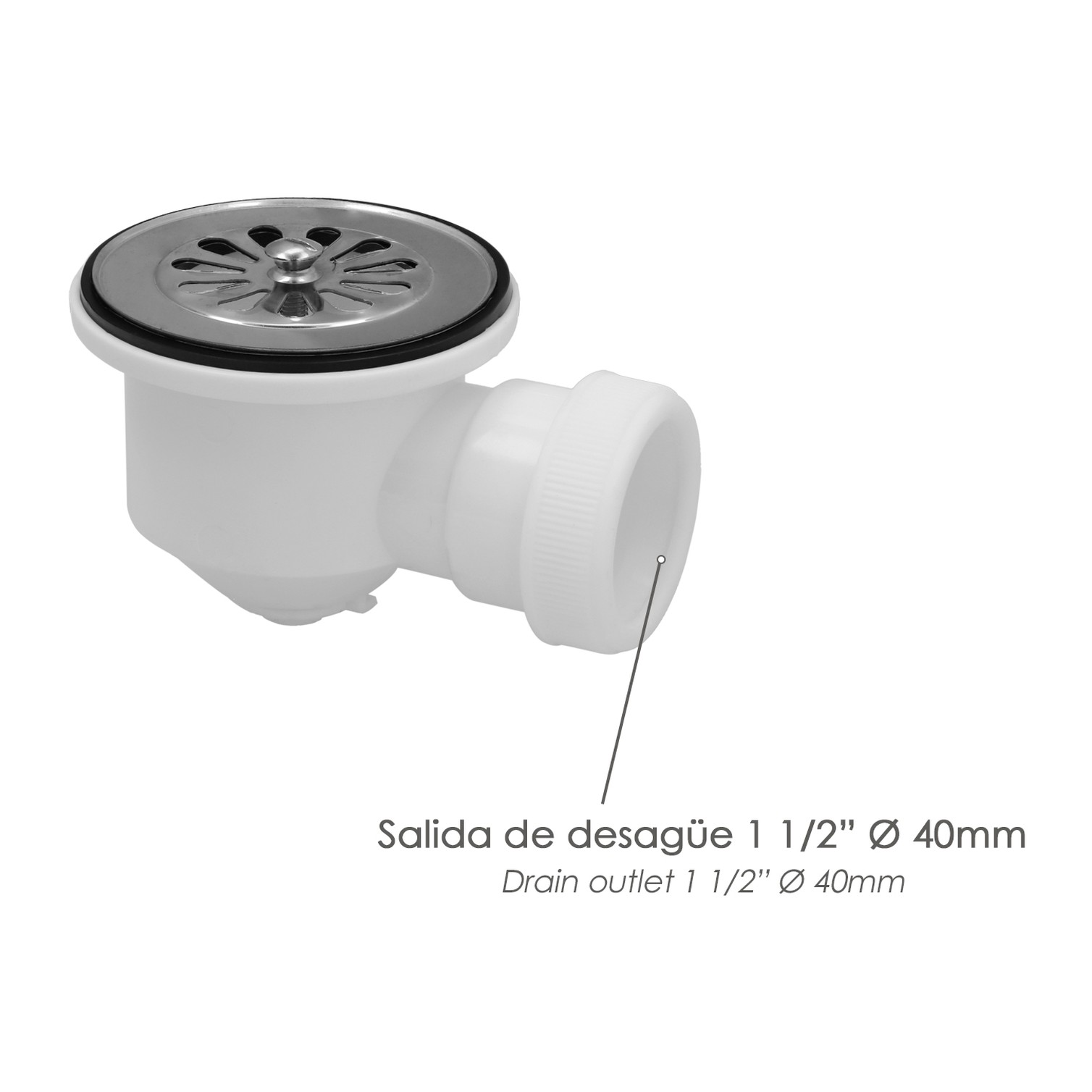 Valvula Plato Ducha 1 1/2" Salida Ø 40Mm Sifónica
