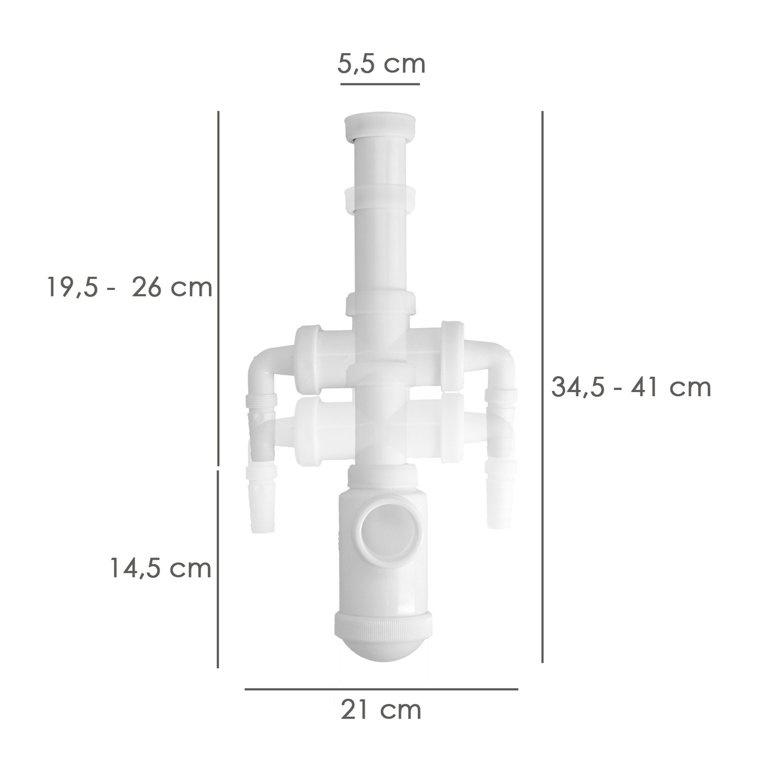 Sifon Botella Extensible 1 1/2" Salida Ø 40mm 2 Tomas Lavadora