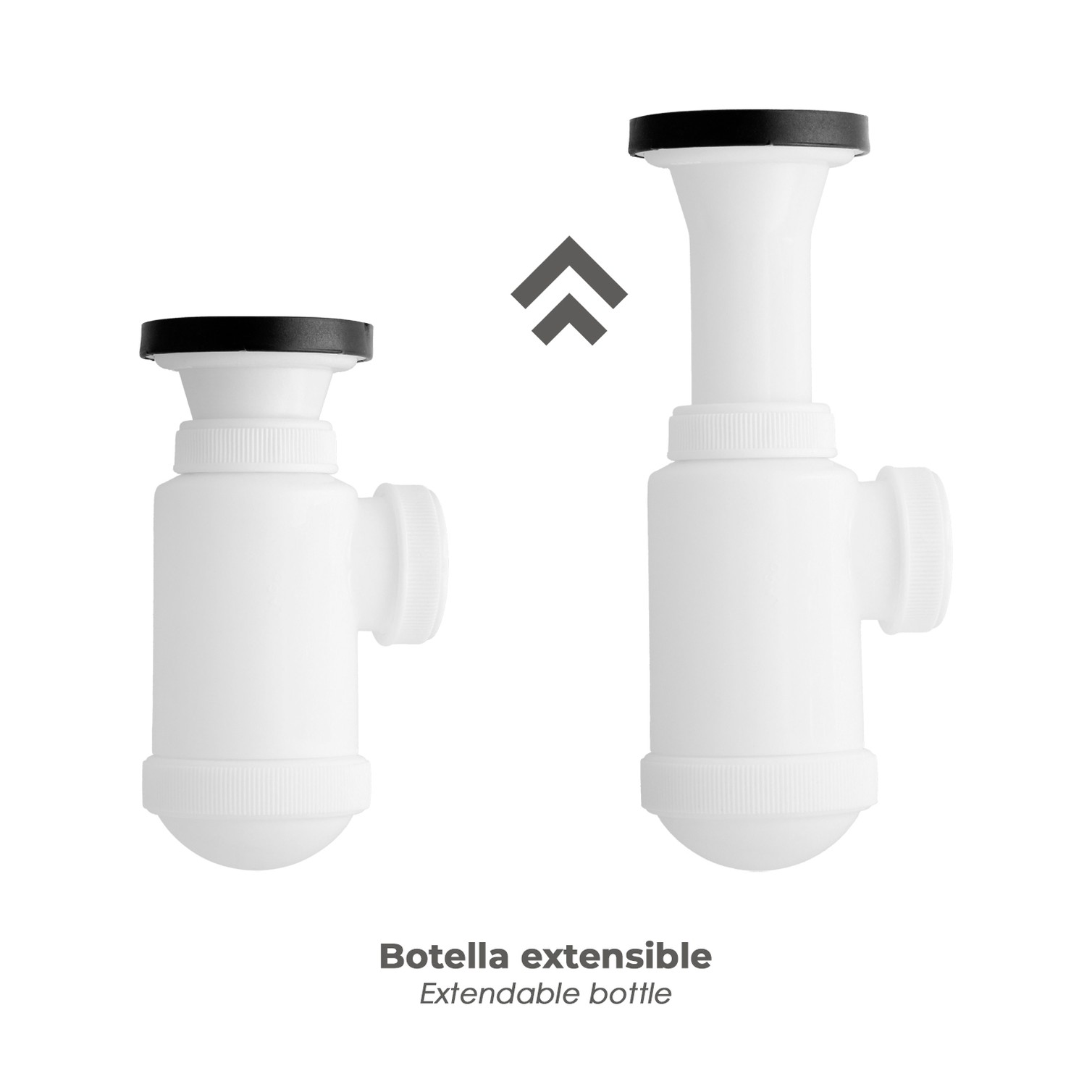 Sifon Botella Extensible 1 1/2 Con Válvula y Tapón