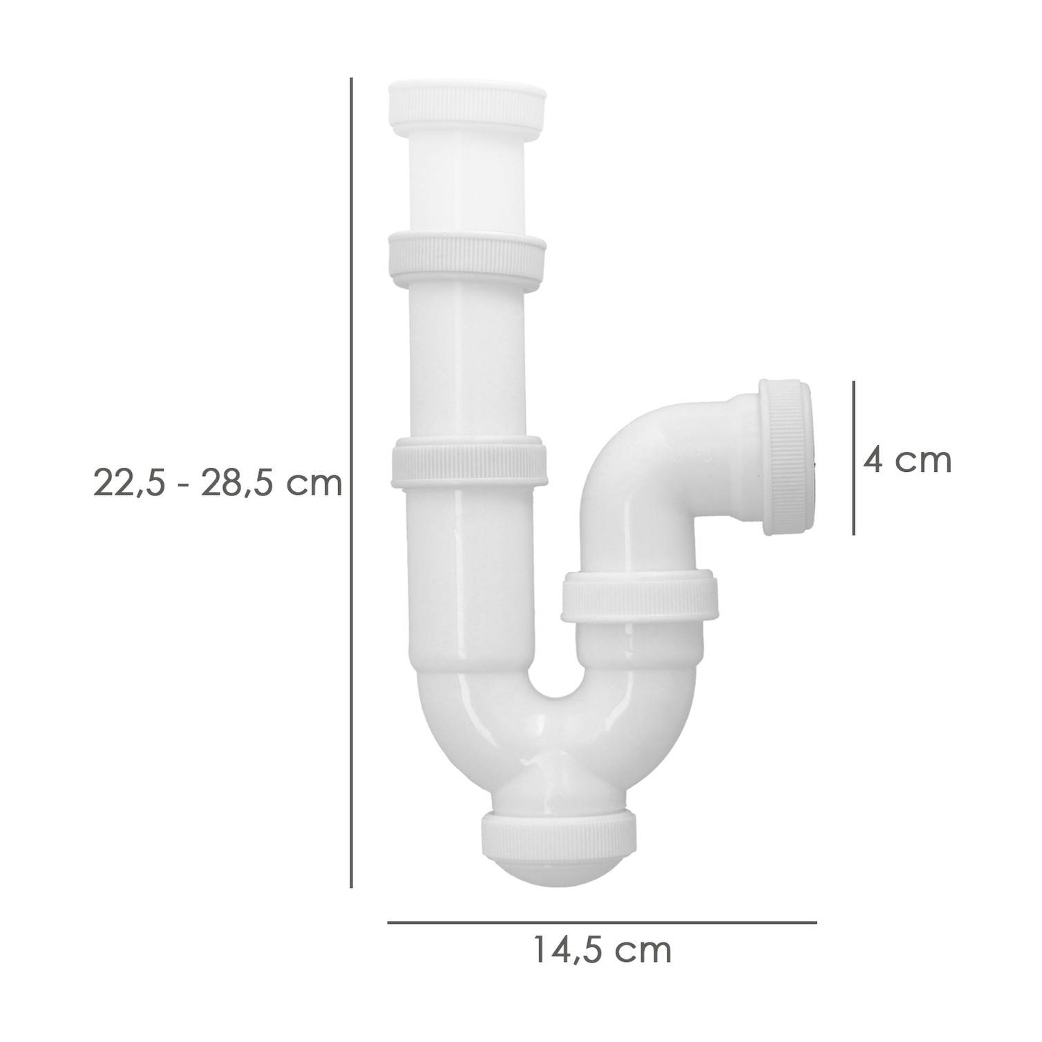 Sifon Curvo ExtensibleTuerca Loca 1 1/2" Ø 40 Mm